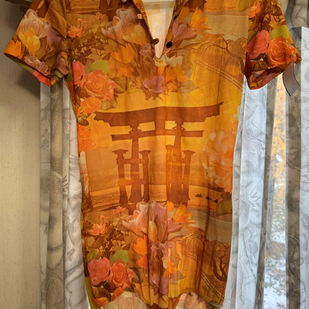 Sears Floral/Japanese inspired print Bodysuit